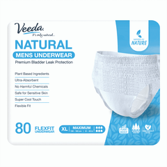 Veeda Natural Incontinence Underwear for Women, Maximum Absorbency, Large  Size