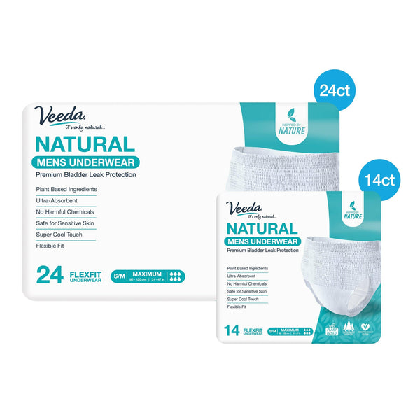 Veeda Natural Incontinence Underwear for Women, Maximum Absorbency,  Small/medium size, 14 count : : Everything Else