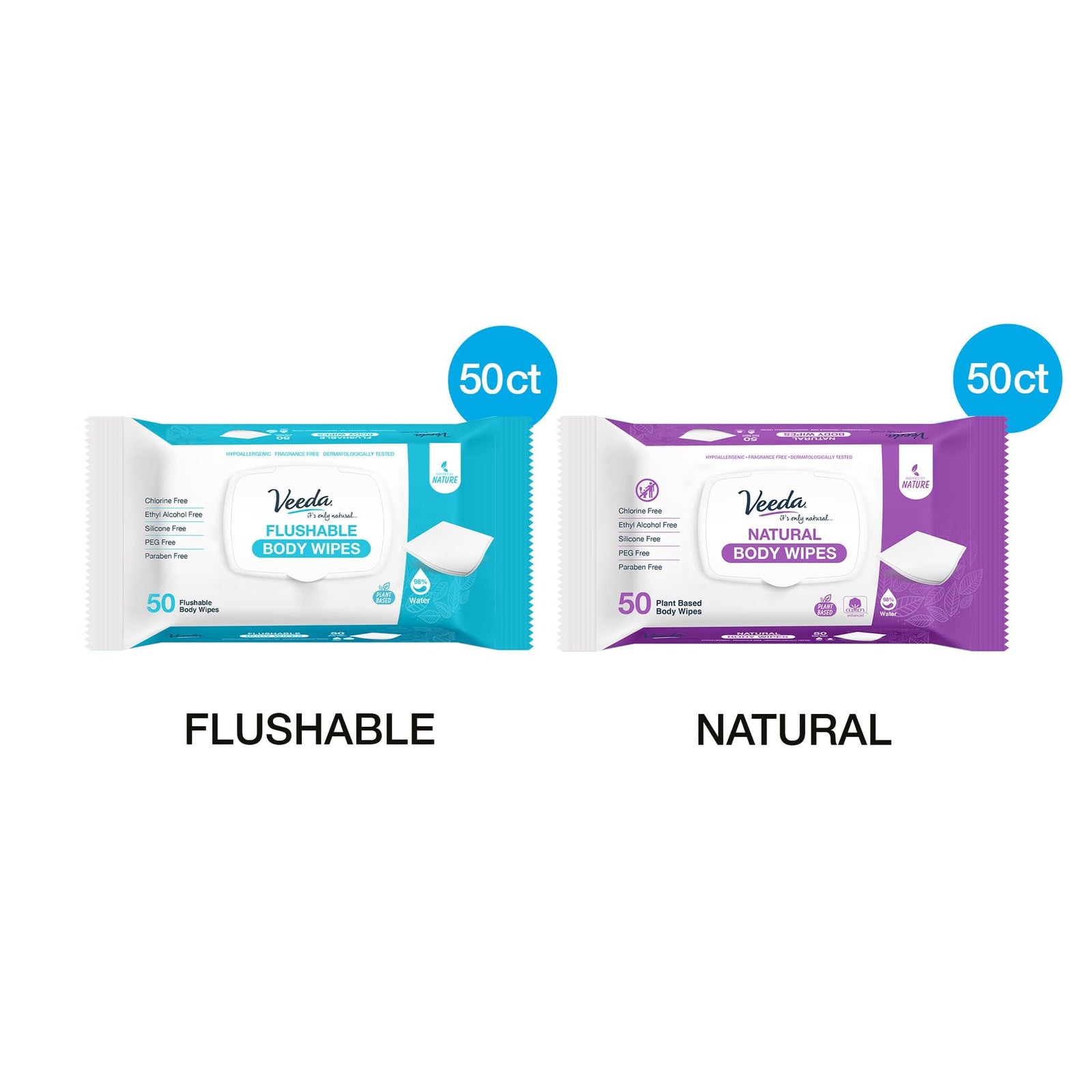 veedaincontinence wipes Natural Adult Cleansing/Incontinence Large Body Wipes